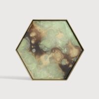 Ethnicraft - Moss Organic glass valet tray -metal rim HEX/M