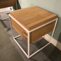 Ethnicraft - Oak Monolit side table - white metal - removable cove