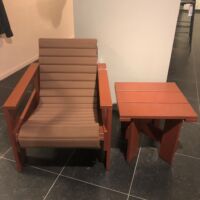 Hay - Crate Loungestoel, Tafel en Kussen - Iron Red Water Gelakt